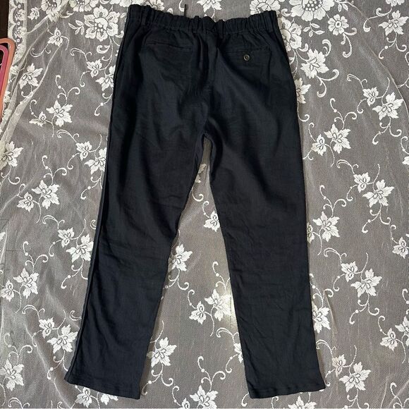 Vince Navy Linen Blend Ankle Pant Sz 30 - Picture 3 of 16
